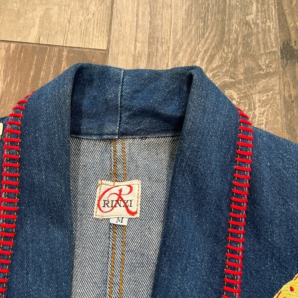 VTG Western Rodeo Boho Rinzi International aztec embroidered denim jacket Size M - Picture 7 of 10